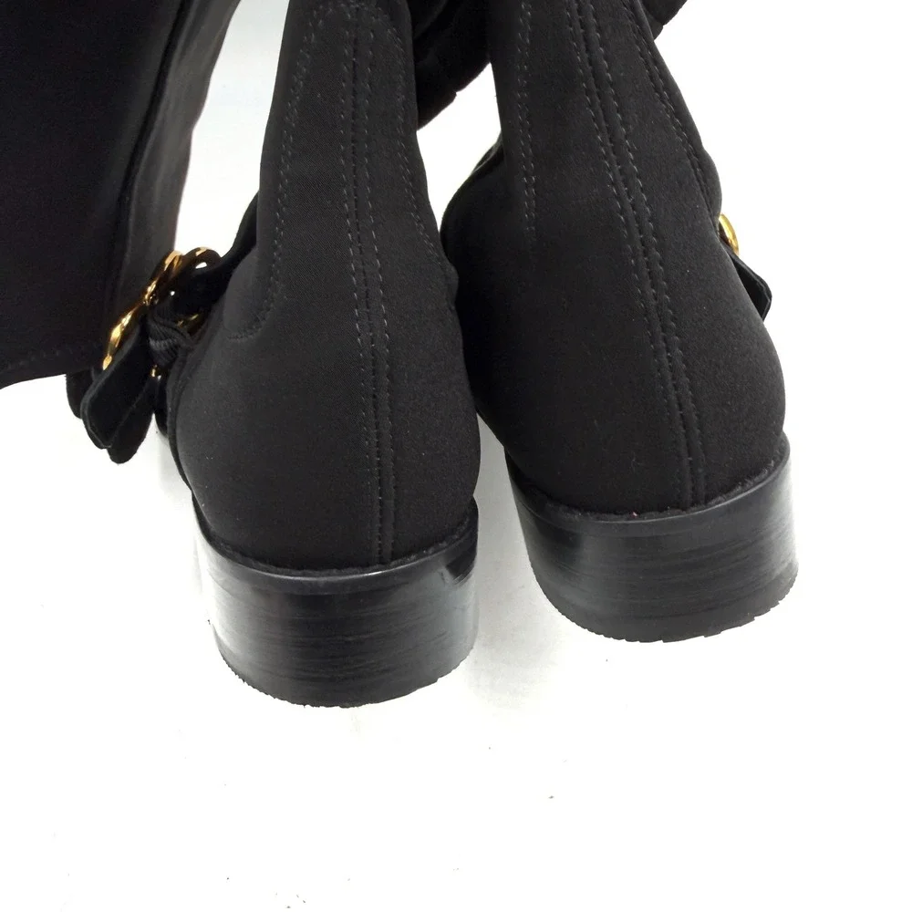 Stuart Weitzman Siella 50/50 Boots Over the Knee Black Suede Pull On Flat Sz 7
